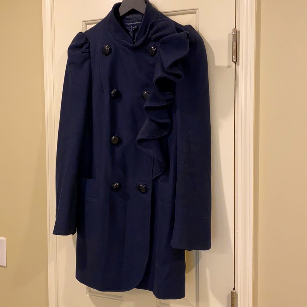 Navy Coat in Wool-Cashmere Blend